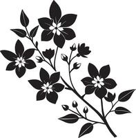 minimal blomning blommig gren silhuett illustration vit bakgrund vektor