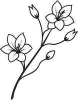 minimal Blühen Blumen- Ast Silhouette Illustration Weiß Hintergrund vektor
