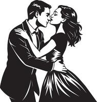 Silhouette von ein Paar küssen Illustration schwarz und Weiß vektor