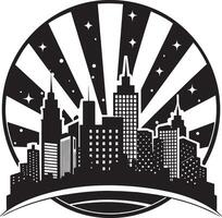 Stadt Horizont Logo Silhouette schwarz und Weiß Illustration vektor