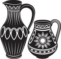 Krug und Tasse Illustration schwarz und Weiß vektor