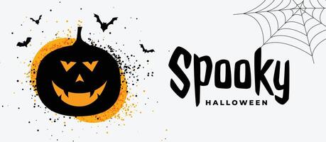 gespenstisch Halloween Banner mit lächelnd Kürbis Geist vektor