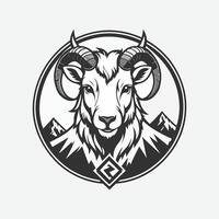 Maskottchen Logo Berg Ziege, Gliederung schwarz Farbe im Weiß Hintergrund vektor