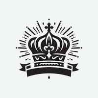 kung krona logotyp illustration, svart och vit logotyp. vektor
