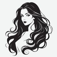 elegant Frau Silhouette Illustration fließend Haar Schönheit Logo vektor