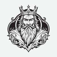 Maskottchen Logo majestätisch König Gliederung schwarz Farbe im Weiß Hintergrund vektor