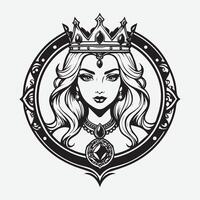Maskottchen Logo majestätisch Königin Gliederung schwarz Farbe im Weiß Hintergrund vektor