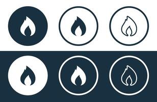 uppsättning av brand ikoner isolerat platt och översikt stil illustration vektor
