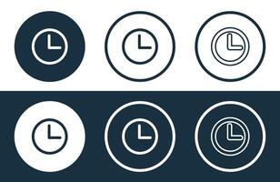 uppsättning av klocka ikoner isolerat platt och översikt stil illustration vektor