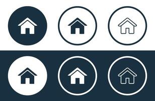 uppsättning av hus ikoner isolerat platt och översikt stil illustration vektor
