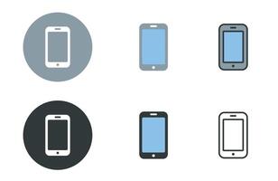 Handy, Mobiltelefon Symbole Sammlung im anders Stil eben Illustration einstellen vektor