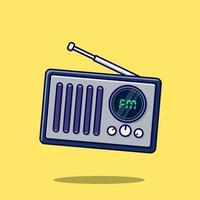 Mini-Radio sauberer Vektor-Cartoon auf gelbem Hintergrund isoliert vektor