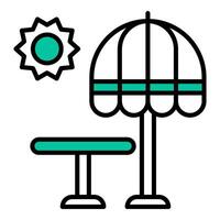 Regenschirm und Tabelle Symbol, Sommer Symbol vektor