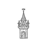 isolieren schwarz und Weiß Illustration von Vampir Schloss auf Hintergrund vektor