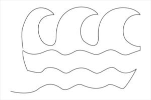 kontinuierlich einer Linie Zeichnung von Ozean Meer Welle Gliederung Linie Kunst Illustration vektor