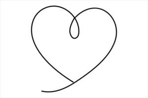 hjärta kontinuerlig ett linje konst teckning Färg form kärlek tecken översikt illustration vektor