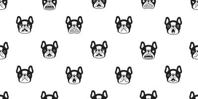 Hund nahtlos Muster Französisch Bulldogge Emotionen Rasse Pfote Fußabdruck Karikatur wiederholen Hintergrund Fliese Hintergrund Schal isoliert Illustration Gekritzel Design vektor