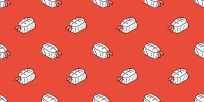 Sushi nahtlos Muster Onigiri japanisch Essen Fliese Hintergrund Gekritzel Schal isoliert Illustration Karikatur wiederholen Hintergrund Design vektor