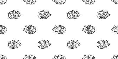 fisk taiyaki sömlös mönster bageri mat japan mellanmål tonfisk haj lax delfin klotter ikon tecknad serie hav hav bricka bakgrund upprepa tapet scarf isolerat sällskapsdjur djur- illustration klotter desi vektor