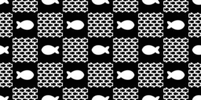 fisk sömlös mönster kontrollerade tonfisk lax haj delfin klotter ikon tecknad serie hav hav upprepa tapet bricka bakgrund scarf isolerat sällskapsdjur djur- illustration klotter design vektor