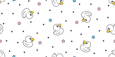 Anka sömlös mönster sudd Anka badrum dusch stjärna leksak kyckling fågel sällskapsdjur scarf isolerat tecknad serie djur- bricka tapet upprepa bakgrund klotter illustration design vektor