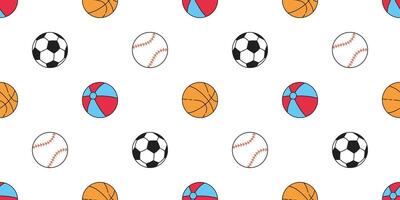 Ball nahtlos Muster Baseball Basketball Fußball Fußball Sport Karikatur Strand Schal isoliert wiederholen Hintergrund Fliese Hintergrund Gekritzel Illustration Design vektor