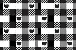 Bär nahtlos Muster Polar- Bär überprüft Tartan Plaid Karikatur wiederholen Hintergrund Fliese Hintergrund Gekritzel Schal isoliert Illustration Design vektor