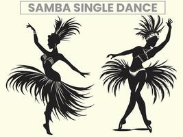 traditionell Samba Single tanzen Performance Silhouette, Clip Kunst vektor