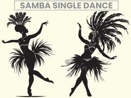 traditionell Samba Single tanzen Performance Silhouette, Clip Kunst vektor