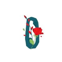 latinsk bokstav i blommor och växter. vektor. bokstav i dekorativa element för inskriptioner. företagslogotyp. affisch eller monogram. vektor