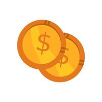 zwei Münzen mit Dollar Zeichen Illustration Ideal Grafik zum finanziell Konzepte, Bankwesen Webseiten, Geld verbunden Artikel, Kryptowährung, und Investition Blogs vektor
