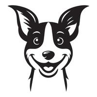 ein heiter Jack Russell Terrier Hund Gesicht Illustration im schwarz und Weiß vektor