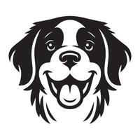 ein heiter Heilige bernard Hund Gesicht Illustration im schwarz und Weiß vektor