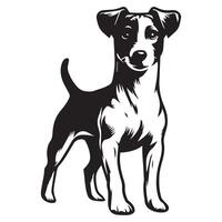 ein zuversichtlich Jack Russell Terrier Hund Gesicht Illustration im schwarz und Weiß vektor