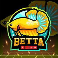 Gelb Betta Fisch Maskottchen. Esport Logo Design vektor