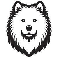 ein liebend samoyed Hund Gesicht Illustration im schwarz und Weiß vektor
