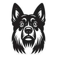 ein Ängstlich norwegisch Elchhund Hund Gesicht Illustration im schwarz und Weiß vektor