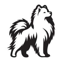 ein samoyed majestätisch Haltung Illustration im schwarz und Weiß vektor