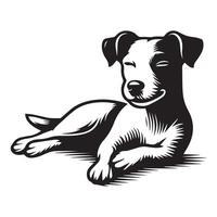 entspannt Jack Russell Terrier Hund Illustration im schwarz und Weiß vektor