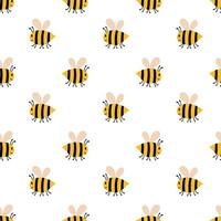 süß Karikatur Biene nahtlos Muster. komisch fliegend Hummeln Hintergrund. eben Illustration. vektor