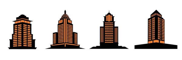 silhuett av skyskrapor samling. hand dragen konst. vektor