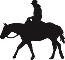 Cowboy Zahl Silhouette mit Lasso und Pferd. Illustration Symbol vektor