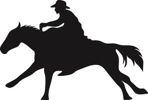 Cowboy Zahl Silhouette mit Lasso und Pferd. Illustration Symbol vektor