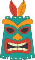 stam- hawaii totem afrikansk traditionell. etnisk tiki mask illustration. isolerat på vit bakgrund. vektor