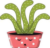 illustration av söt inlagd kaktus. tecknad serie karaktär på vit bakgrund. vektor