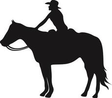 Cowboy Zahl Silhouette mit Lasso und Pferd. Illustration Symbol vektor