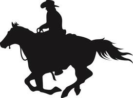 cowboy figur silhuett med lasso och häst. illustration ikon vektor