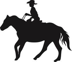 Cowboy Zahl Silhouette mit Lasso und Pferd. Illustration Symbol vektor