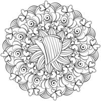Mandala mit Harfe und Kleeblatt, Fantasie Färbung Seite zum st. Patrick's Tag zum kreativ Aktivität oder Design vektor