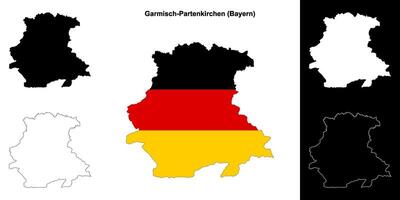 garmisch-partenkirchen, Bayern tom översikt Karta uppsättning vektor